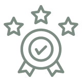 Award ribbon with checkmark and three stars
