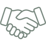 Handshake icon on black background