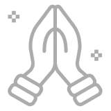 Outline of praying hands icon on black background
